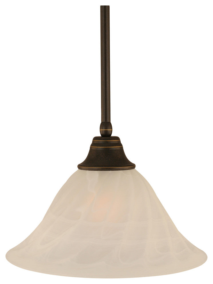 Stem Pendant In Dark Granite, 14" White Alabaster Swirl Glass