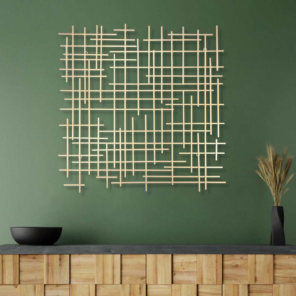 Iquara Small Gold Square Metal Wall Art