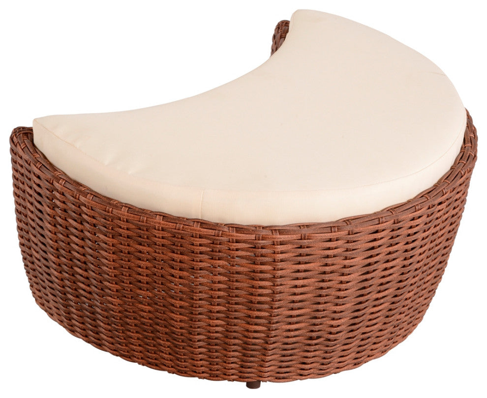 Romantic Collection patio set, Dark Brown Frame Beige Cushion, Ottoman