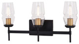 Warren 3 Light Vanity Light Matte Black and Brushed Brass