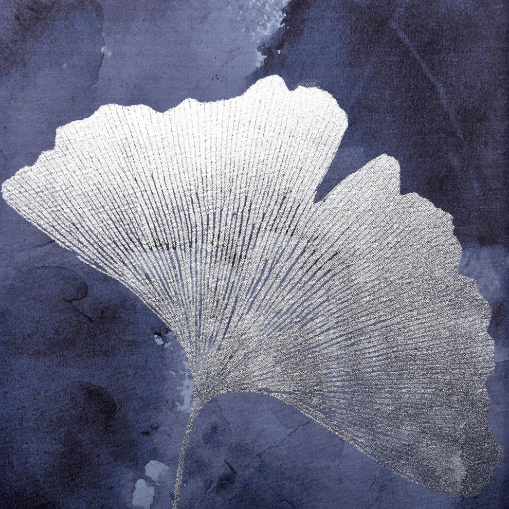 Indigo Shade Leaf Motif Canvas Wall Art, 48"Wx24"H Set of 3