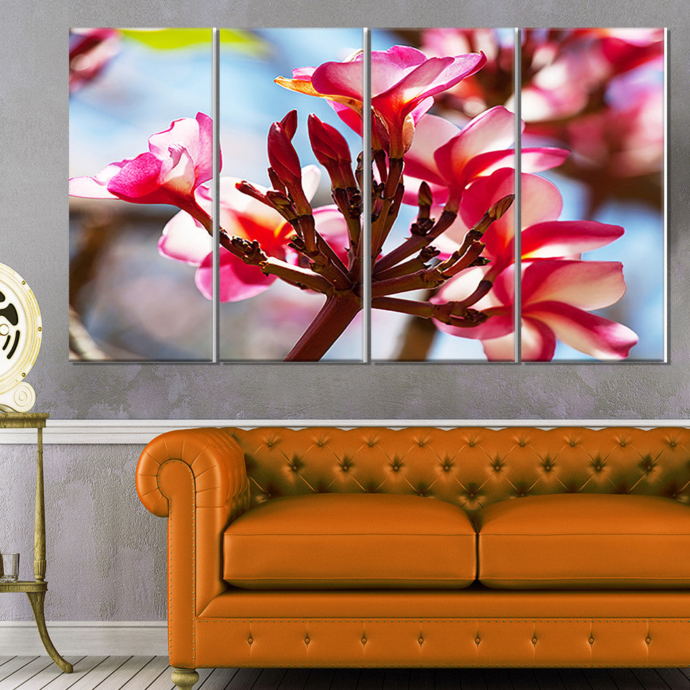 Bunch of Beautiful Tropical Flowers, Floral Canvas Art print, 48"x28", 4 Panels