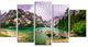 Mountain Lake Between Mountains, Large Landscape Canvas Art, 60"x32", 5 Panels