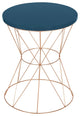 Mendel Round Rose Gold Metal End Table, Blue