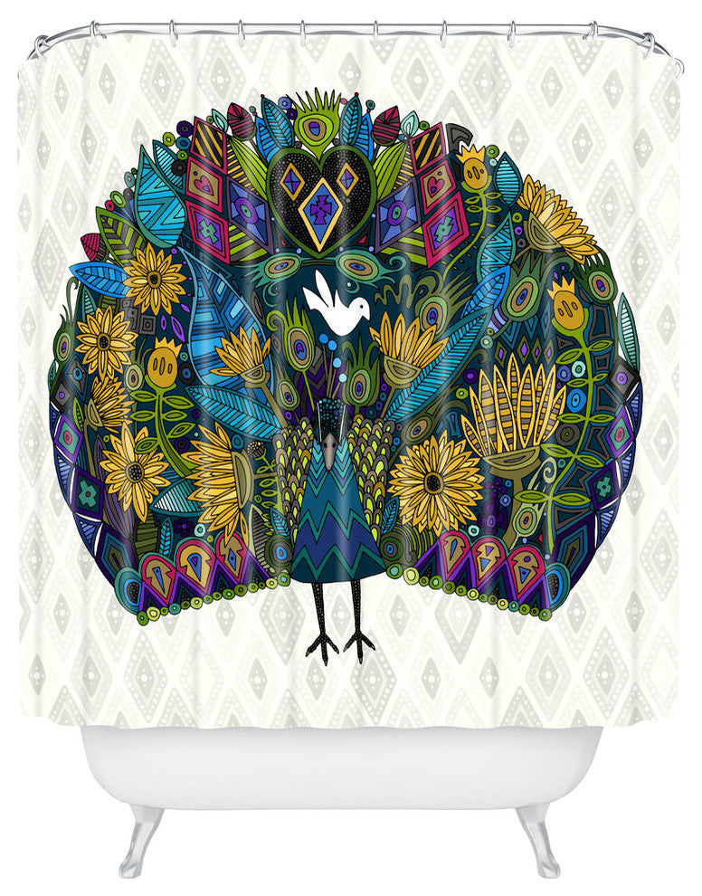Deny Designs Sharon Turner Peacock Garden Shower Curtain