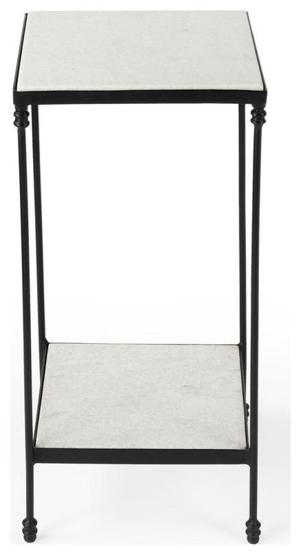 Company Larkin Outdoor Marble & Iron Side Table, Black