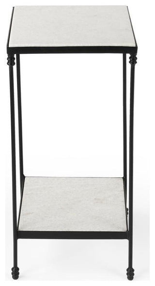 Company Larkin Outdoor Marble & Iron Side Table, Black