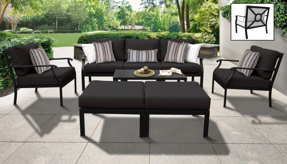 kathy ireland Madison Ave. 8 Piece Aluminum Patio Furniture Set 08c, Onyx