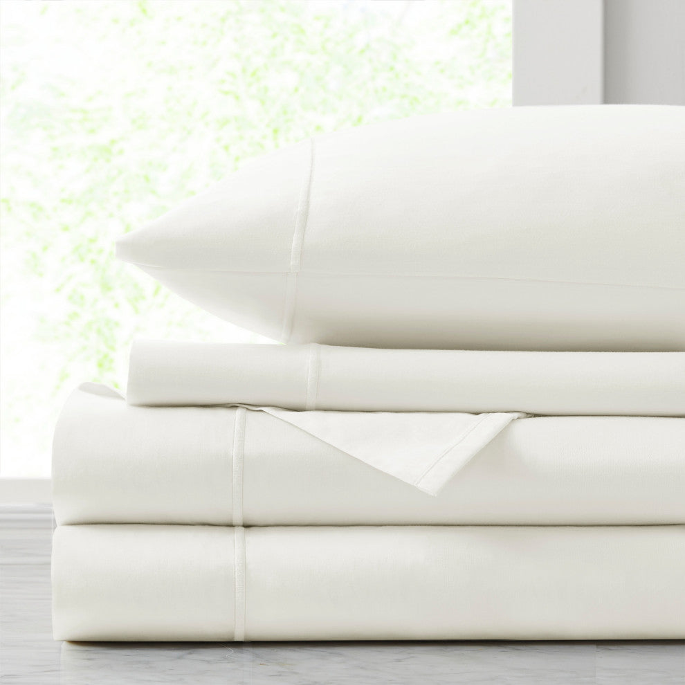 Croscill Sateen Weave 500TC 100% Egyptian Cotton Sheet Set, White, Queen