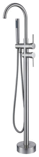 Freestanding Bathtub Faucet Hand Shower Floor-Mount High-arc Tub Faucet 2-Handle