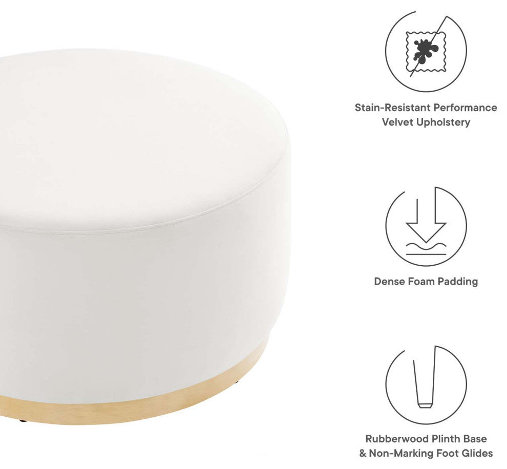 Tilden Large 29" Round Performance Velvet Upholstered Ottoman