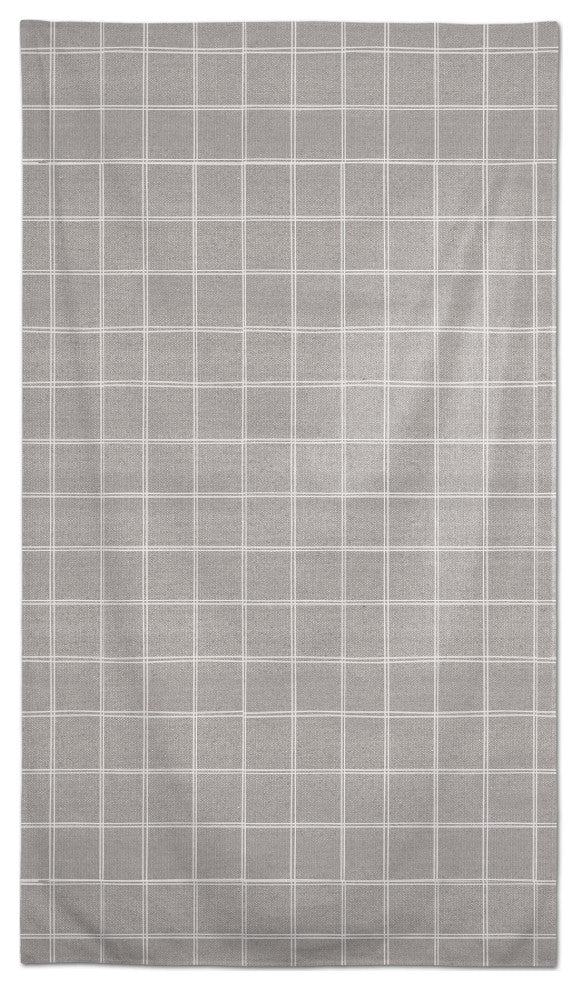 Linen With Plaid Gray 58 x 102 Outdoor Tablecloth