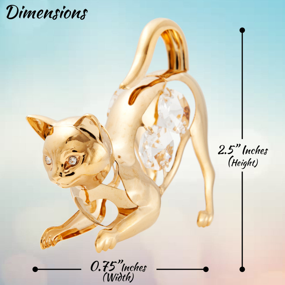 Matashi 24K Gold Plated Cat on Prowl Ornament