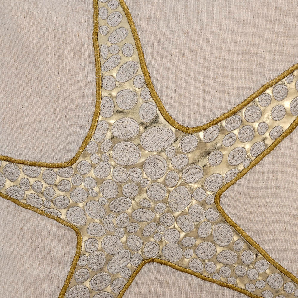 Pillow Covers 12" x 12" Pillowcase Beige Cotton Sea Creature-Gold Scaly Starfish