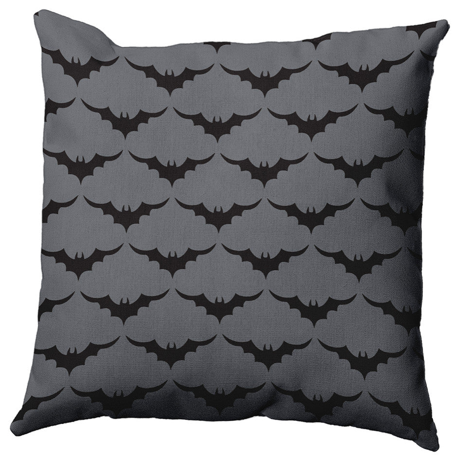 18" x 18" Bat Colony Decorative Throw Pillow, Steel Gray