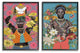 Male Figures with Florals over Geometric Patterns2-Piece, 16x20