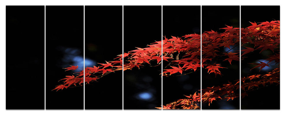 Fall Foliage of Maple Leaves, Abstract Canvas Art Print, 83"x32", 7 Panels