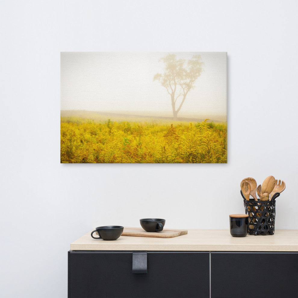 Dreams of Goldenrod and Fog Rural Canvas Wall Art Print, 24" X 36"
