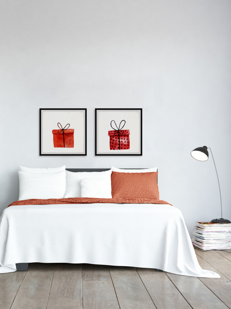 Red Gift Boxes Diptych, 2-Piece Set, 32x32