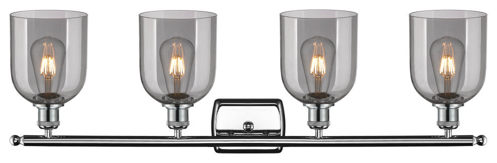 Ballston-Bella 4-Light 36" Bath Vanity Light, Polished Chrome, Light Smoke