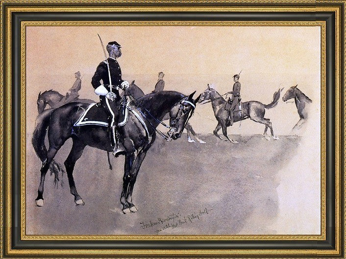 Frederic Remington West Pont Riding Hall Framed Premium Canvas Print, 18"x27"