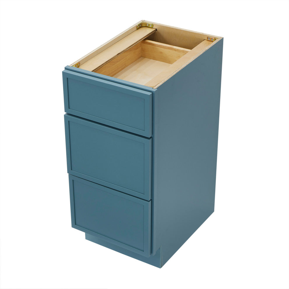 Vanity Art Birch Plywood Single Base Storage Cabinet, Sea Green, 15 Inch (3 Drawers)