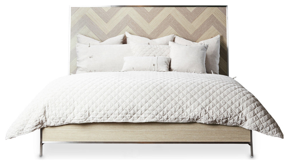 Silverlake Village Cal. King Panel Bed - Washed Oak