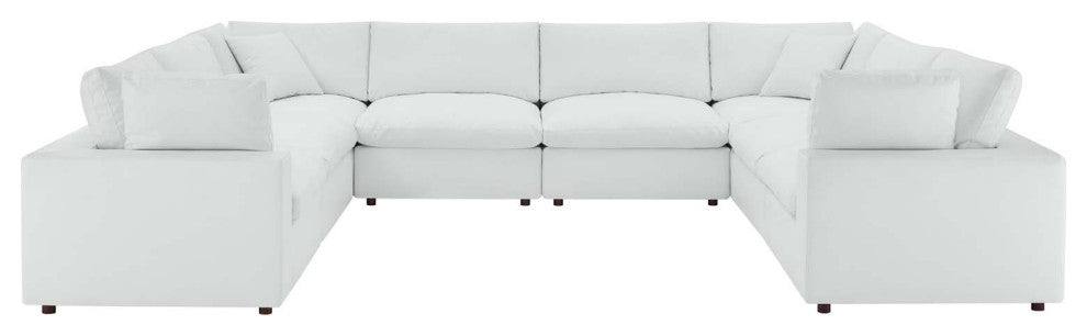 Commix Down Filled Overstuffed Vegan Leather 8-Piece Sectional Sofa - White