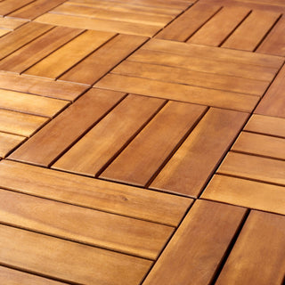 Safavieh Outdoor Phuket Wooden Floor Tile- 4 Slats-Acacia Natural