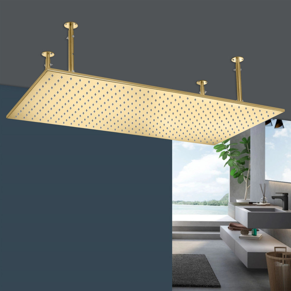 Bathselect 20x40in Ceiling Mount Rain Shower Head, Polished Gold