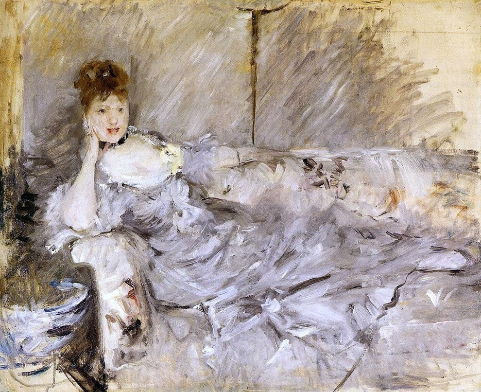 Berthe Morisot Young Woman in Grey Reclining, 20"x25" Wall Decal