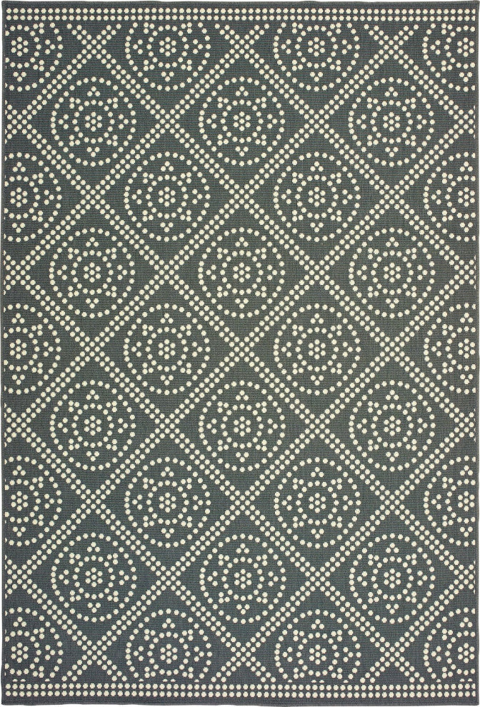 Oriental Weavers Marina Grey/ Ivory Geometric Indoor/Outdoor Rug 8'6"X13'