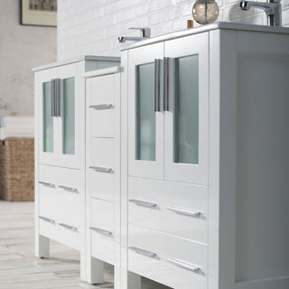 Sydney 60" Double Vanity Set With Mirrors, Glossy White No Mirror