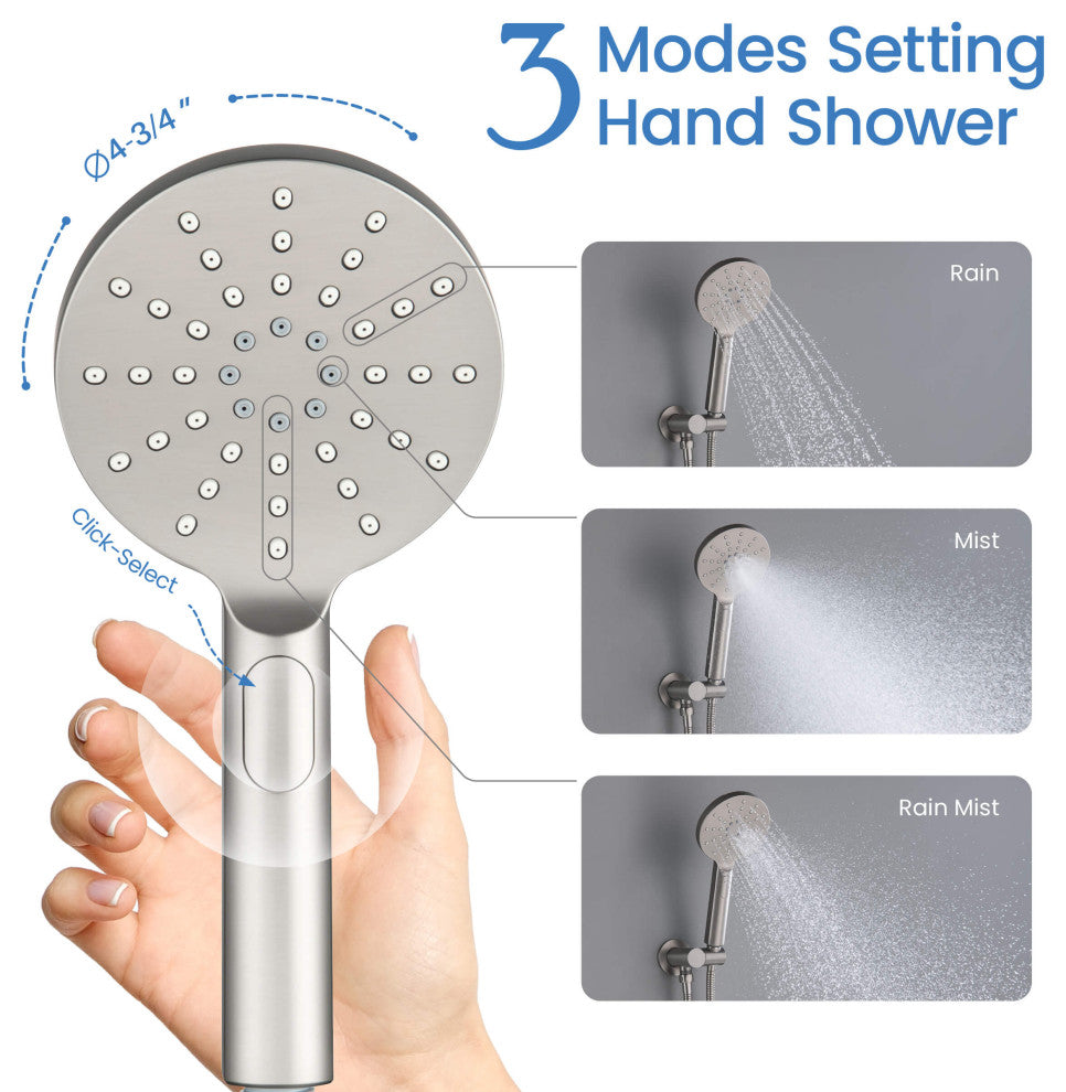 Circular Pressure 3-Function Shower System, Rough-In Valve, Brushed Nickel