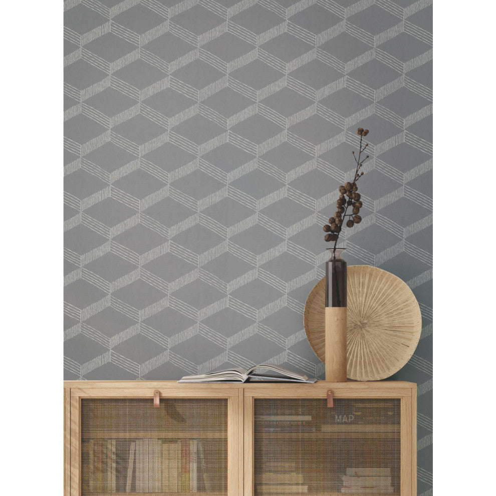 Gray and White Palisades Paperweave Wallpaper