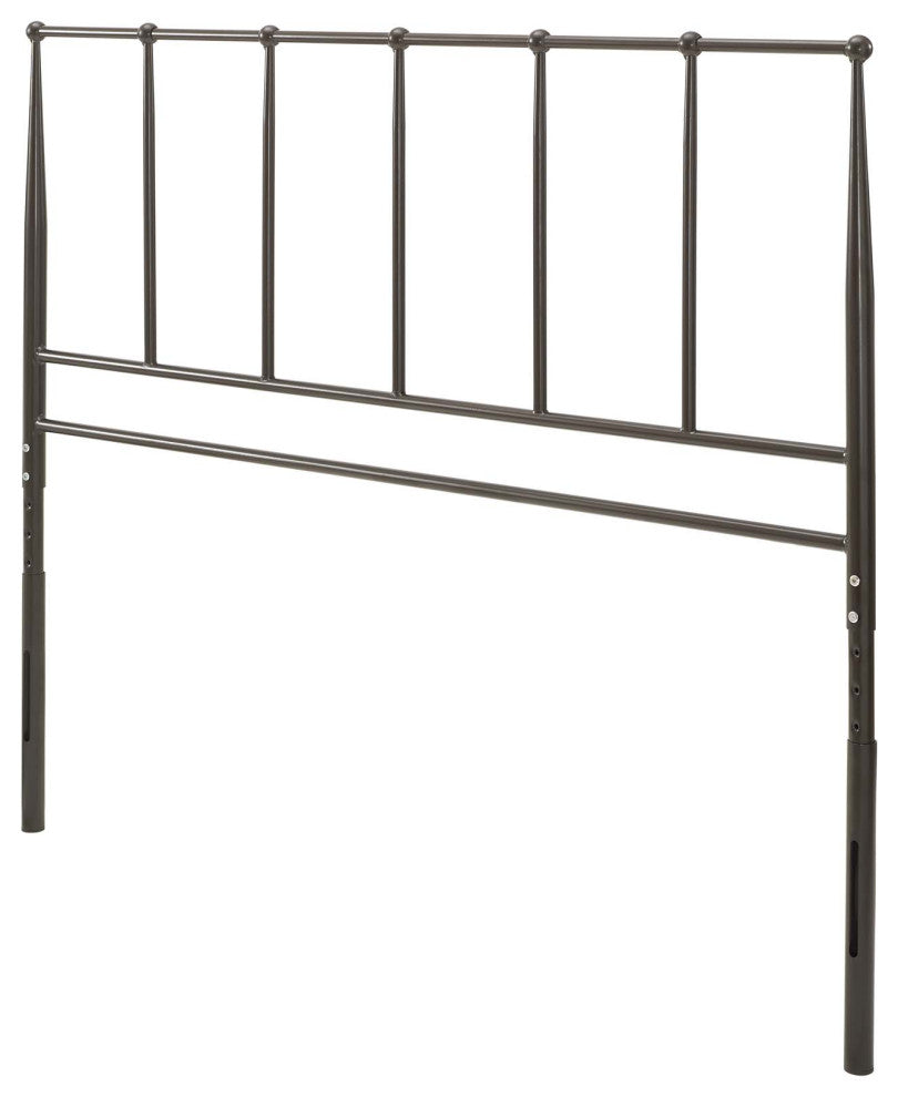 Contemporary Modern Bedroom Queen Size Headbaord, Stainless Steel Metal, Brown