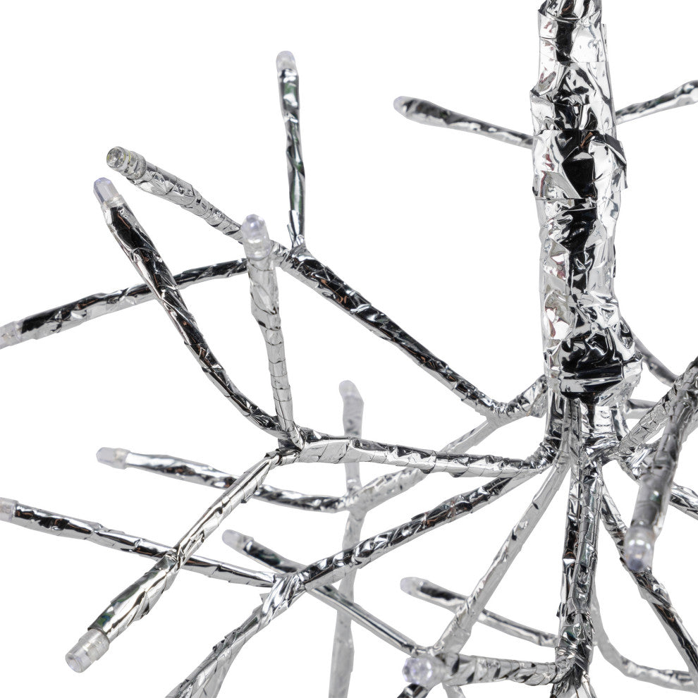 10"H Indoor Christmas Snowflake Ornament with White LED Lights, Silver