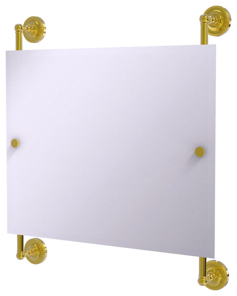 Prestige Regal Landscape Frameless Rail Mounted Mirror, Polished Brass