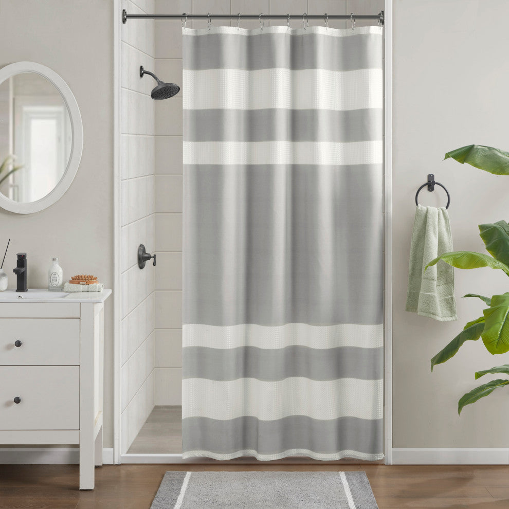 Madison Park Spa Waffle Shower Curtain With 3M Treatment, Grey
