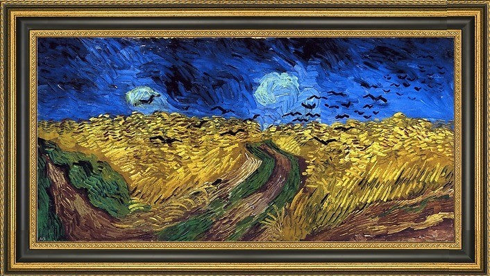 Vincent Van Gogh Wheatfield with Crows - 15" x 30" Framed Premium Canvas Print