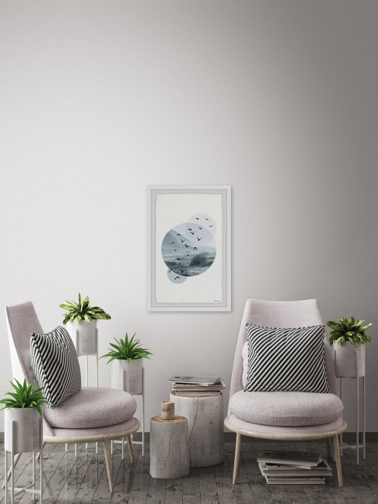 "Bird Waves" Framed Painting Print, 12"x18"
