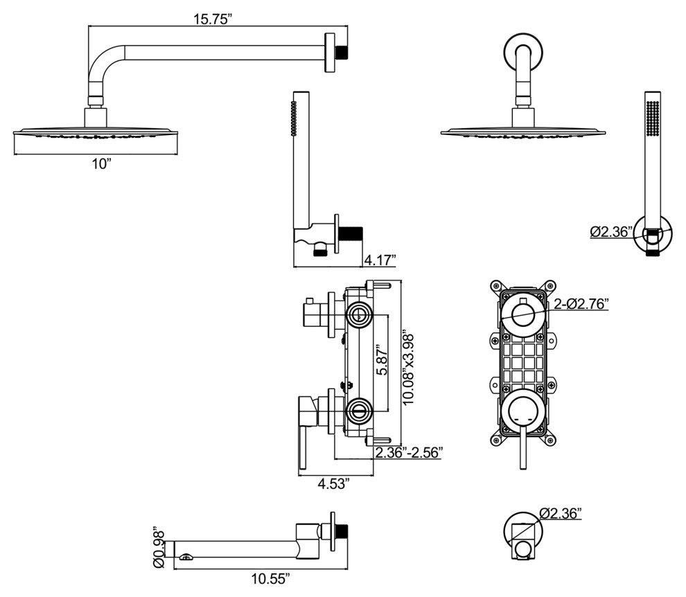 3-Function Complete Shower System With Tub Spout And Rough-In Valve