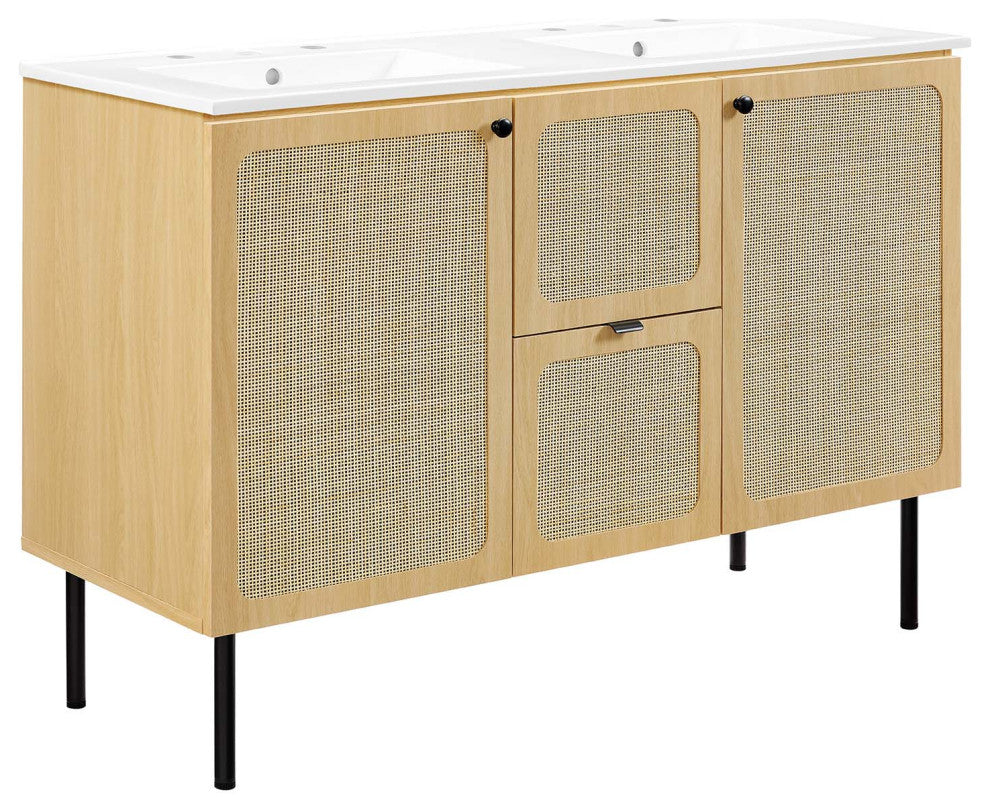 Chaucer 48" Double Sink Bathroom Vanity - Oak White