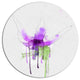 Purple Flower With Green Splash, Modern Floral Disc Metal Wall Art, 23"