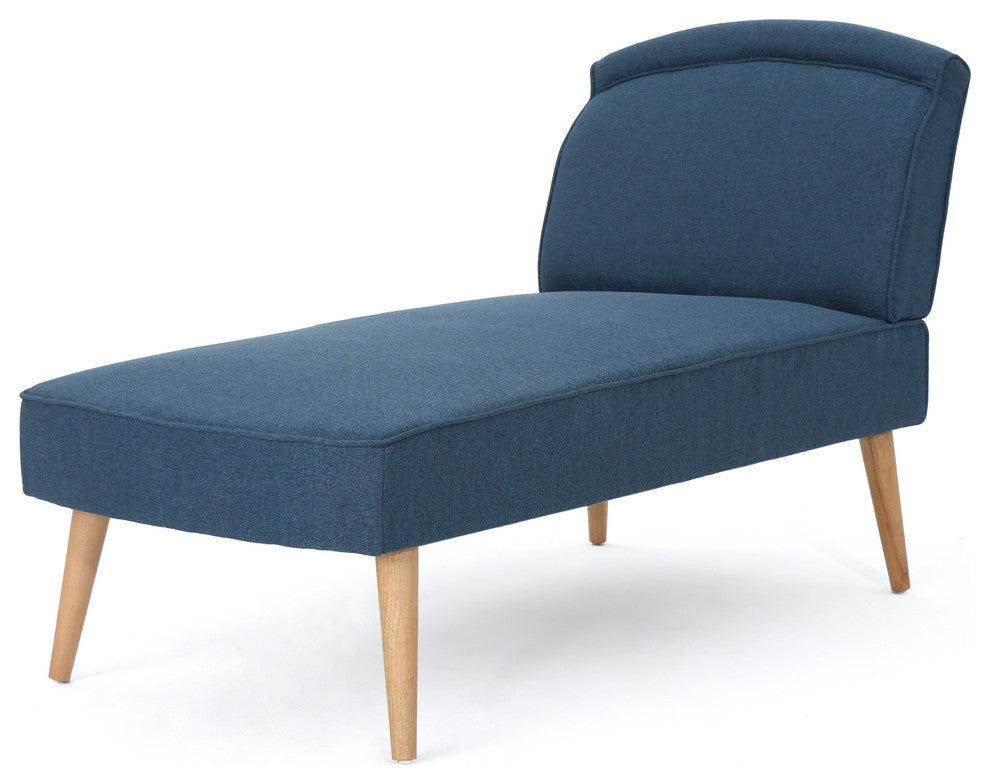 GDF Studio Jolie Mid Century Modern Fabric Chaise Lounge, Navy Blue
