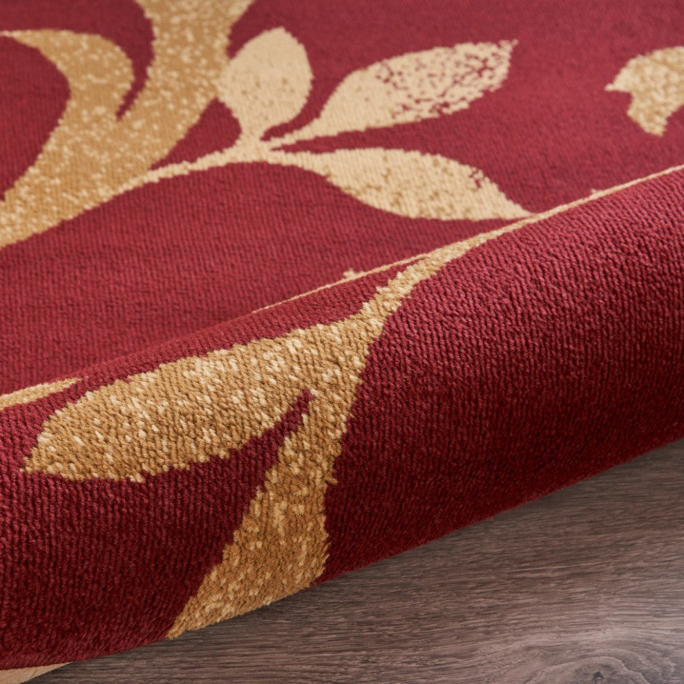 8" x 9" Red Filigree Vines Area Rug