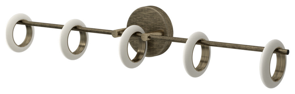 5-Light Loop Ring Bathroom Vanity Light, Brushed Brass