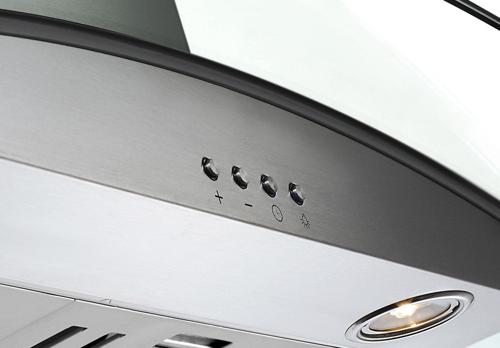 Tornado II Glass and Stainless Steel Wall-Mounted Range Hood, 36"