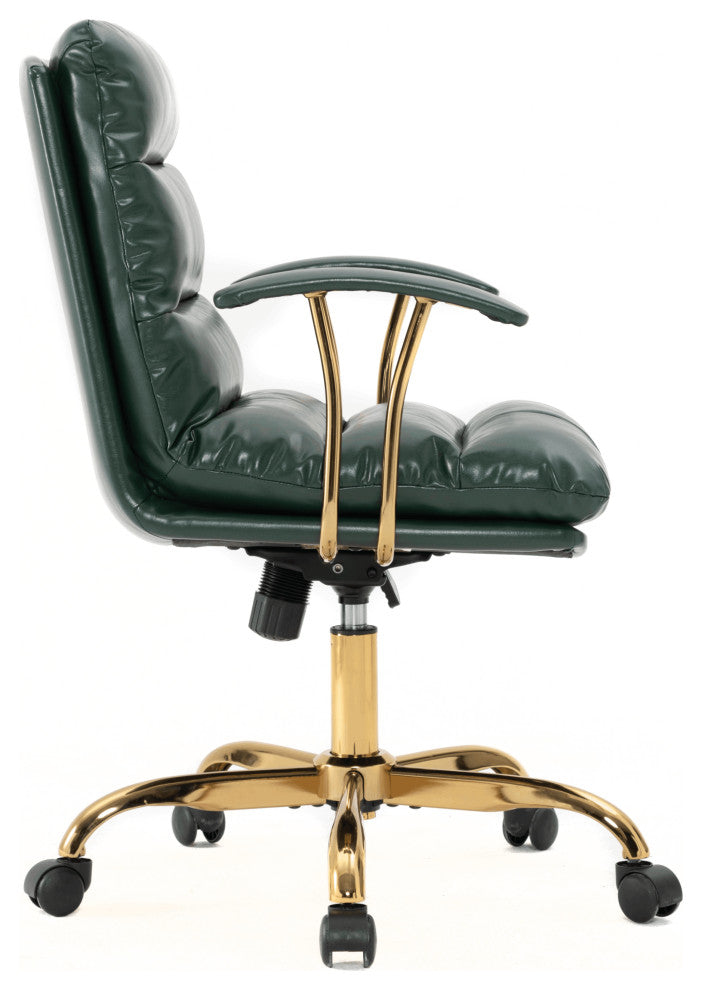LeisureMod Regina Modern Leather Adjustable Conference Chair, Pine Green