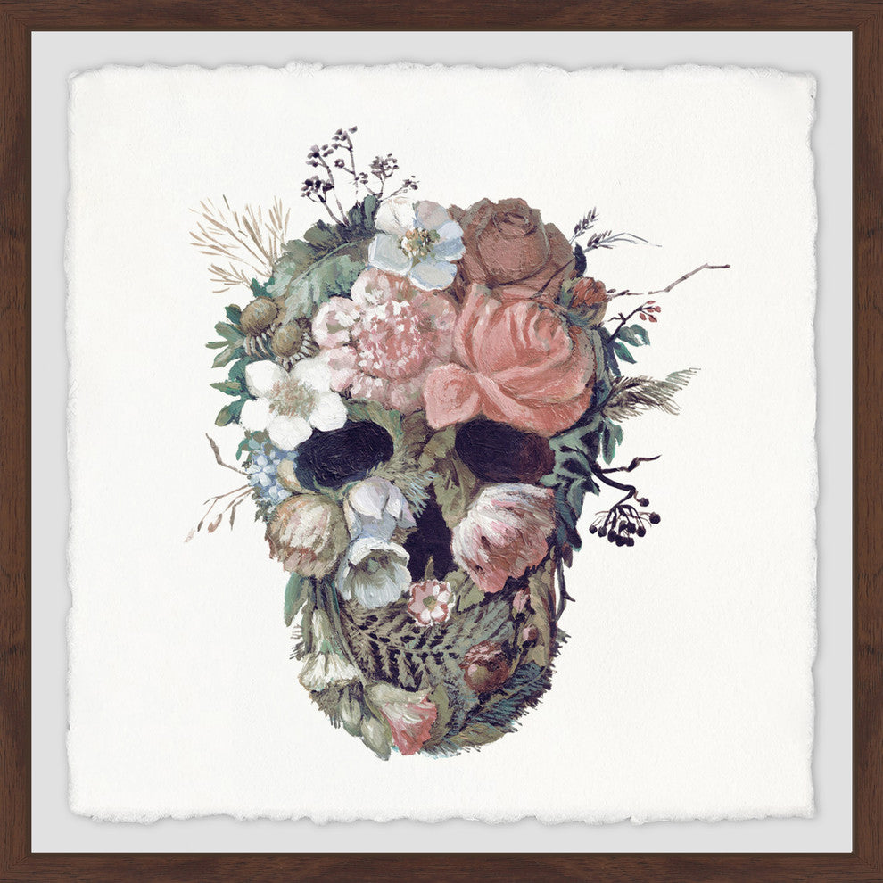 "Floral Skull II" Framed Painting Print, 32"x32"